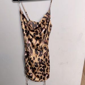 Silky leopard mini with lace up sides